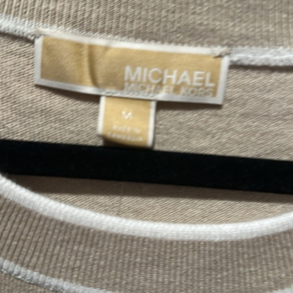 Michael Kors Tan Crop Tie Front Short Sleeve T-Shirt - Picture 3 of 4